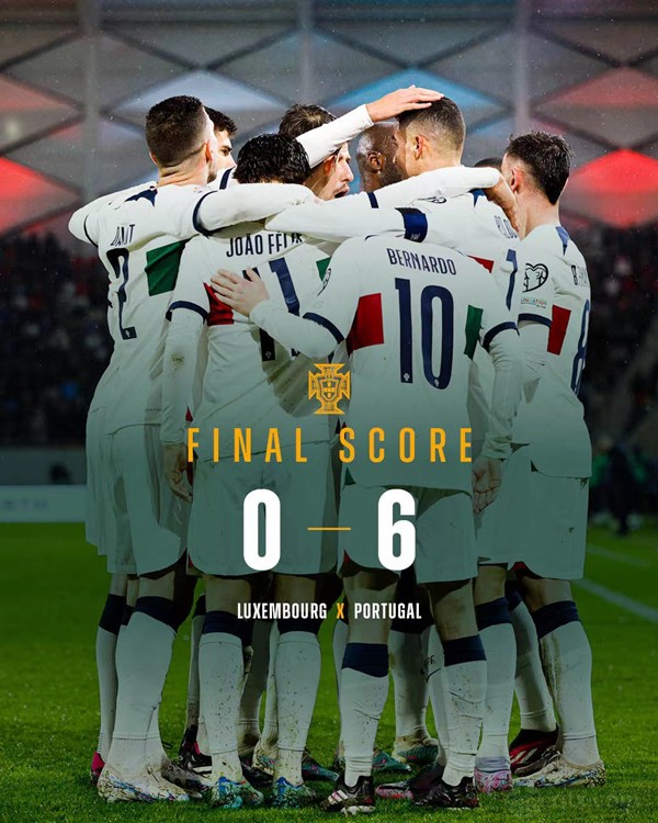 欧洲杯卢森堡队0-6葡萄牙队 C罗运动战双响B席&莱奥均传射